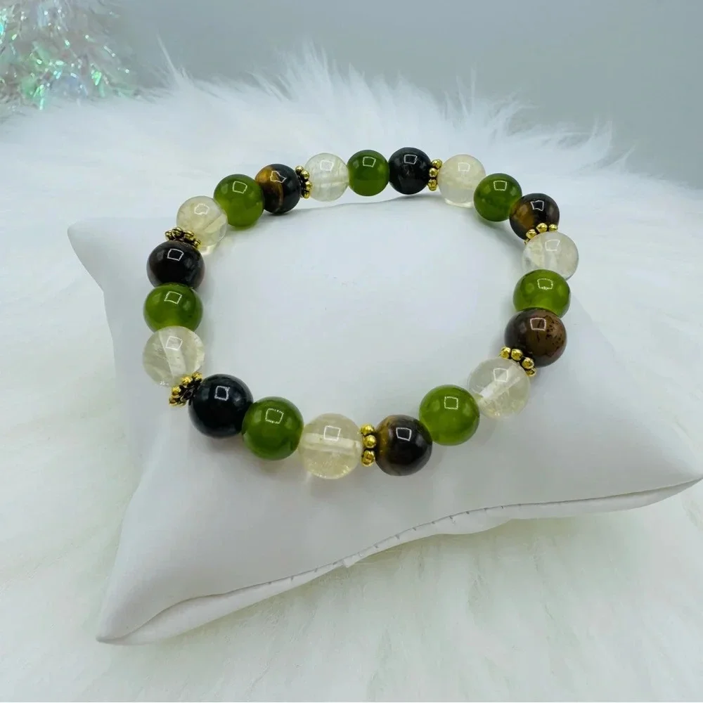 Tiger Eye Stone and Smoky Quartz Mix Beaded Bracelet